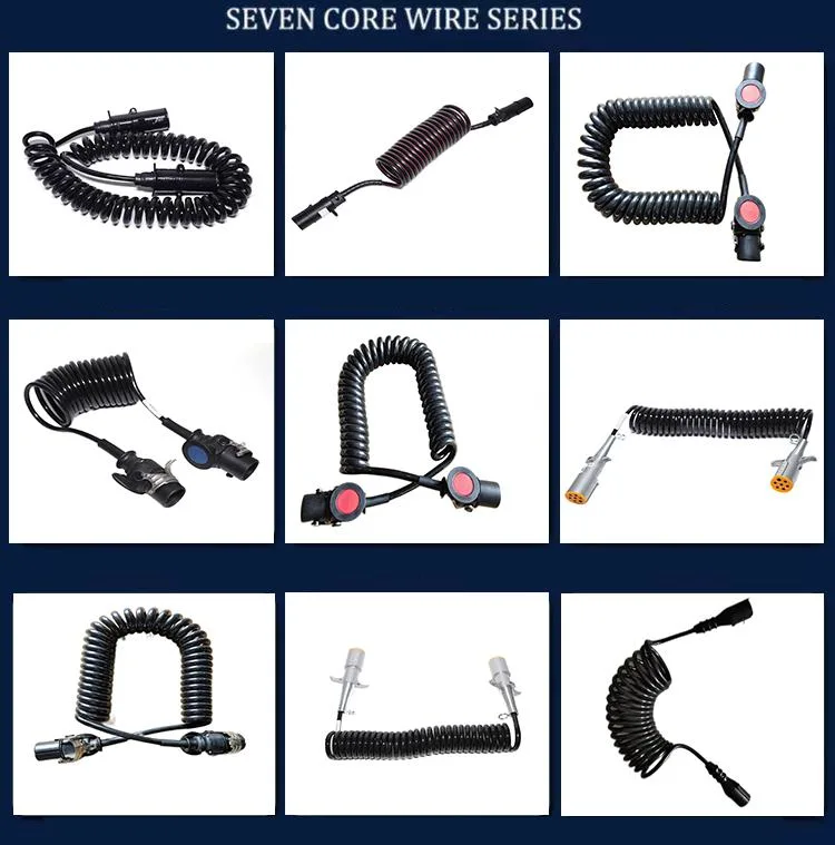 Truck Trailer Wire Electrical Seven Core Spring Suzie Coil Spiral Power Cable for Brake System Global Sale