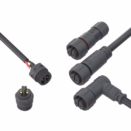 Conector elétrico plástico fêmea de montagem frontal em painel à prova d'água de 5 pinos para estufa